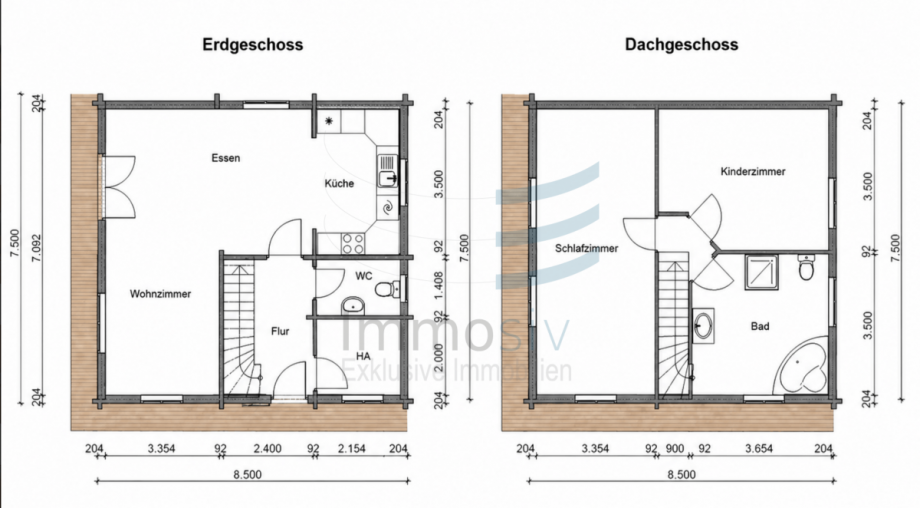 Grundrisse EG + OG Einfamilienhaus Pessin