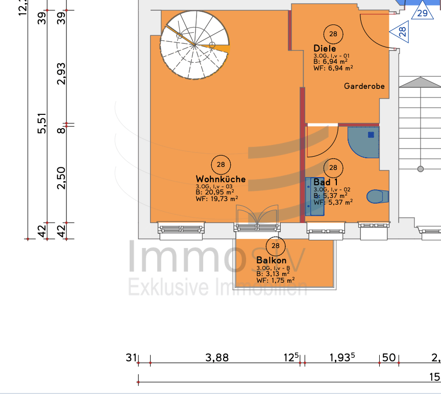 Grundriss 3. OG Maisonettewohnung Berlin