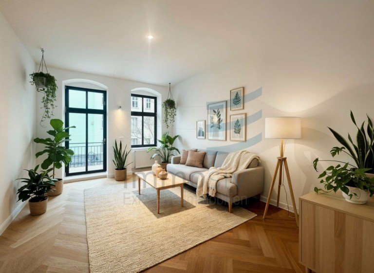 Wohnzimmer KI Berlin Etagenwohnung 2 Zimmerwohnung mit 2 Balkonen und Einbauk�che