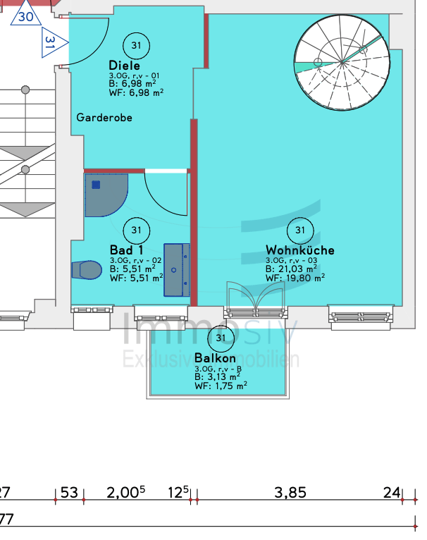 Grundriss 3. OG Maisonettewohnung Berlin