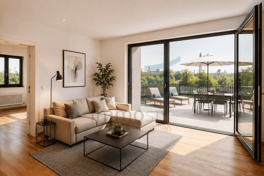 Wohnzimmer Terrasse (KI generiert) Etagenwohnung Potsdam