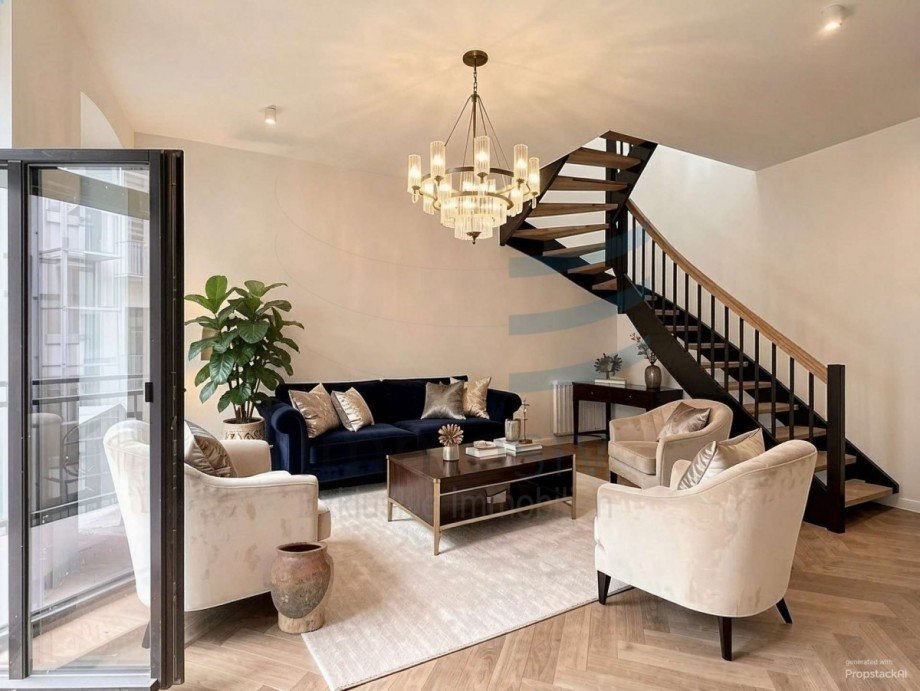 Wohnbereich mit Treppe - (KI generiert) Maisonettewohnung Berlin